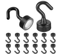 Wanmu 12Pcs Magnetic Hooks, Mini Magnetic Hooks Cruise for Hanging, Black Small Magnet Cute Hook for Refrigerator, Tiny Cruise Hooks for Classroom, Office, Kitchen, Cruise Cabin