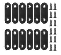 Wanmu 12Pcs Straight Brace Bracket, 2” x 0.6” Flat Plate Brackets, Stainless Steel Straight Brackets, Mending Joining Plates for Wood, Board, Bed Frame, Furniture & Shelves, Matte Black