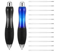Wanmu 14 Pcs Big Fat Pens, Large Wide Grip Ballpoint with Rope, Ergonomic Pen for Tremor, Arthritis, Parkinson, Handicap (2 Pens + 6 Blue Refills + 6 Black Refills)