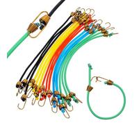 Wanmu 15 Pcs Mini Bungee Cords with Hooks, 10" Elastic Small Bungee Straps for Outdoor Camping Luggage Roof Racks Tents Tarps Bikes Car Rvs Hang Tool (Black, Green, Yellow, Orange, Blue)