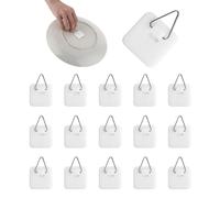 Wanmu 15Pcs Invisible Adhesive Plate Hangers, 1.26 Inches Vertical Plate Holders Hooks for The Wall Display, Decorative Plates Art, Picture Hanging (White)