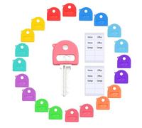 Wanmu 16Pcs Key Covers Set, 1 Inch Colored Key Identifiers Protectors with Blank Labels, Durable Keys Caps Tags for Organizing and Identifying Keys, Home Office Garage Organization(10 Color)