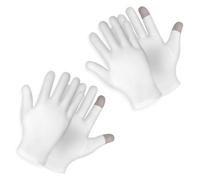 Wanmu 2 Pairs Moisturizing Gloves Overnight, Touch Screen Cotton Gloves for Dry Hands, Spa Treatment Glove for Eczema, Repair Rough Cracked Dry Chapped Hands Skin (White)