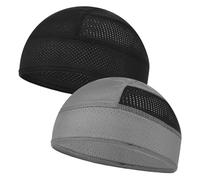Wanmu 2 Pcs Cooling Skull Caps Helmet Liner, Sweat Wicking Mesh Hard Hat Line, Lightweight Running Beanie Cycling for Men Women Motorcycle (Black, Gray)