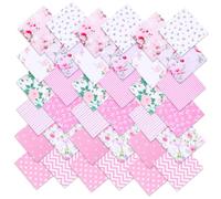 Wanmu 20Pcs Pink Charm Packs for Quilting 5 x 5 inch Squares Precut Quilted Fabric, Floral Patchwork Fabric for Sewing DIY Craft
