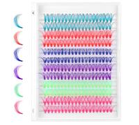 Wanmu 240 Pcs Fairy Colored Lash Extensions Clusters, 3D Colored Lash Clusters False Eyelashes Individuals Eyelash Cluster D Curl 14mm/16mm Mixed 8 Colors DIY Colorful Eyelash Kit (No Glue)
