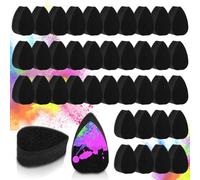 Wanmu 25Pcs Face Paint Sponge High Density, Face Painting Supplies, Petal Painting Sponge, Water Droplet Shape Makeup Use Paint Sponges, Black Sponges for Adults Art Work and Body Paintings