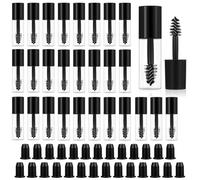 Wanmu 27Pcs Empty Mascara Tubes with Wand, 3ml Mini Eyelash Growth Packing Tube Container with Brush Rubber Inserts, Leak-Proof Small Sample Size Cream Bottles for Castor Oil Home Travel (Black)