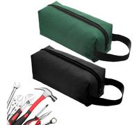 Wanmu 2Pcs Canvas Tool Bag Zipper Pouch, Multi-Purpose Storage Organizer Tote Bags, Small Zippered Screwdriver Tool Bag (Black, Green)