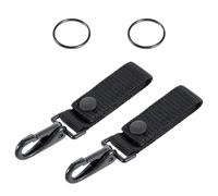Wanmu 2Pcs Duty Belt Key Holder Loop Key Rings with Nylon Molle Strap & Metal Snap & Keys Clips, Police Duty Belts Keepers Accessories for up to 2.25" Wide Belts (Black)