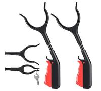 Wanmu 2Pcs Grabber Reacher Tool, 11" Short Trash Grabber Pickup Tool Portable Lightweight Claw Rubbish Tong for Elderly Disabled Sanitation Worker Picking up Gripping Various Objects, Black Red
