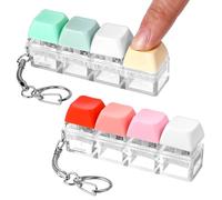 Wanmu 2Pcs Keyboard Fidget Toys, Keyboard Clicker Fidget with 3 Kinds Touch Experience, Fidget Keyboard Keychain Decompression Toys Button Stress Relief Gifts to Relief Stress Pass The Time