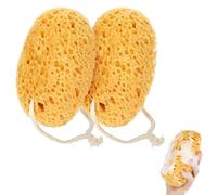 Wanmu 2Pcs Large Soft Honeycomb Bath Sponges, 6.1 Inch Gentle Exfoliating Body Shower Sponges, Dense Foam Deep Cleansing Supplies for Women Men Kids Sensitive Dry Skin (Yellow)