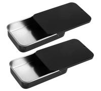Wanmu 2Pcs Metal Rectangular Hinged Tins, Matte Black Mini Portable Box Containers, Metal Tin Box with Lids, Portable Tiny Items Organizer, Home Organizer Kit for Home Storaging Candies Keys