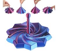 Wanmu 3D Printed Fidget Fractal Expanded Sensory Fidget Star for Adults | 3D Printer Figets, with Handle, Cool Dual Motion, Sensory Spinner, for Office Desk, Whirling Spiral, Stress-Relief, Focus
