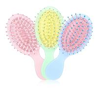 Wanmu 3Pcs Mini Wet Hair Brush, Detangling Hairbrush for Dry and Wet Hair, Travel Detangling Brush for Most Hair Types with Ease Knots Without Tears or Breakage, 3 Colors