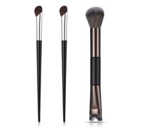 Wanmu 3Pcs Nose Contour Brushes, 6.3 Inch 2-in-1 Dual Head U-Shaped and Fluffy Brush, Soft Mini Angled Tilt Brush for Women Girls Nose Concealing, Sculpting, Highlighting, Defining (Black)