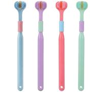 Wanmu 4 Pcs 3-Sided Toothbrush for Adults Random Color Soft Bristle Toothbrush Effective Wrap-Around Cleaning Autism Tooth Brush for Comprehensive Care of Teeth(Purple, Blue, Pink, Green)