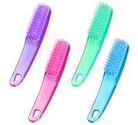 Wanmu 4 Pcs Handle Grip Cleaning Brushes, Hand Fingernail Cleaning and Scrubbing Brushes, Non-Slip Pedicure Nails Scrubber for Toe Women Men (4 Colors)