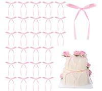 Wanmu 40 Pcs Pink Bow Cupcake Toppers, 5.5" x 3" Satin Bowknot Cake Decorations, Ribbon Birthday Dessert Picks for Girl, Kids Party, Baby Shower, Birthday, Wedding, Anniversary