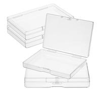 Wanmu 4Pcs Mini Plastic Clear Beads Storage Containers Box, Small Plastic Storage Containers with Hinged Lids, Rectangle Clear Boxes for Collecting Small Items, Beads, Jewelry, Business Cards