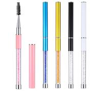 Wanmu 5 Pcs Eyelash Brush, 5 Color Portable Eyebrows Spoolies Mascara Brushes with Cap, Reusable Cosmetic Brow Brush Applicator Make Up Accessories for Eyelash Extensions Supplies for Women