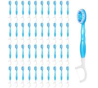 Wanmu 50 Pack Disposable Mini Travel Toothbrushes, 5 in 1 Tool Brush+Floss+Pick+Tongue Scraper, Bulk Toothbrushes Individually Wrapped Prepasted Toothbrush, On The Go Toothbrush with Freshening Bead