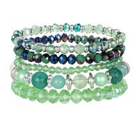 Wanmu 5Pcs Beaded Bracelets for Women, Bohemian Glass Faceted Crystal Beads Bracelet, Stackable Boho Disco Ball Stretch Bracelets, Multilayered Purple Jewelry Gift for Women, Mother's Day, One Size