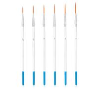 Wanmu 6 Pcs Script Liner Paintbrush, Extra Long Fine Point Tip Liner Brush, Highly Flexible Detail Paint Brushes, Miniature Pinstriping Set for Acrylic, Watercolor, Oil Gouache, Nail, Drawing
