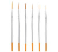 Wanmu 6 Pcs Script Liner Paintbrush, Highly Flexible Fine Point Tip Liner Brush, Extra Long Detail Paint Brush Miniature Pinstriping Scroll Outlining Brushes for Acrylic Watercolor Oil Gouache Nail