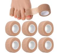 Wanmu 6 Rolls 1 inch Broken Big Toe Little Toenail Protectors, Self Adhesive Toe Covers Bandage for Men Women, Runners Toe Guards Tape for Pain Relief Thumb Finger Wrist Ankle Vet Wrap (Skin Color)