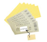 Wanmu 6 Sets Gold Ticket Scratch Off Cards with Envelope and Stickers, Golden Custom Scratch Reveal Card, Blank DIY Birthday Ideas Gift Certificates for Women, Men, Kids, Wedding, Concert, Business
