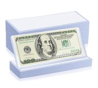 Wanmu 60 Pack Currency Topload Holder, Hard Plastic Clear Money Holder Waterproof Currency Sleeves Rigid Protective Dollar Bill Sleeves Dollar Bill Display Protector for Collectors