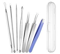 Wanmu 7PCS Blackhead Remover Tool Set, Comedones Pimple Popper Extractor Tool Kit with Box, Whitehead Acne Removal Tools for All Skin Types, Removing Face Spot and Zit