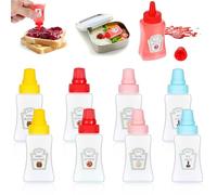 Wanmu 8 Pcs Mini Ketchup Bottle, 40ml/1.4oz Refillable Empty Condiment Squeeze Sauce Container, Portable Plastic Salad Dressing Container Squirt Squeezable Jar Dispensers for Bento Box Accessories