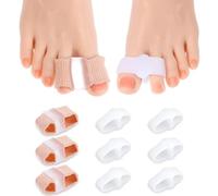 Wanmu 9 Pcs Gel Bunion Corrector Toe Straightener Spreaders, Silicone Big Toe Separators for Women, Elasticity Overlapping Hammer Toe Spacers With 2 Loops for Men Feet (3 Nylon+ 6 Gel)