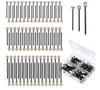 Wanmu 90 Pcs Picture Hook Pins, 3 Sizes Brass Head Wall Nails Frame Pins, Reusable Decorative Picture Hooks Nails Hangers Tool with Plastic Storage Box for Photo, Art, Drywall, Mirrors, Painting