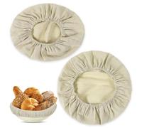 Wanmu Banneton Bread Proofing Basket, 2 Pcs Banneton Basket liner, 25 cm Sourdough Baking Cover Liner, Round Proofing Bowls Natural Handmade Rattan Baskets and Liners