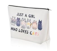 Wanmu Cat Makeup Bag for Women, Cute Cosmetic Bags Double-Sided Printed Zipper Pouch with Lining, Funny Cats Lover Gifts for Girlfriend, Daughter, Sister, Women Birthday Travel Daily Use