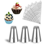 Wanmu Churro Piping Bags and Tips Set, 3 Pcs Extra Large 9FT Piping Tips with 20 Pcs Disposable Pastry Bags, Stainless Steel Open Star Pastry Tip for Eclair
