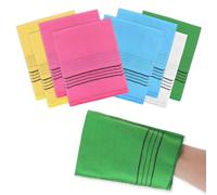 Wanmu Korean Exfoliating Mitt, 8 Pcs Italian Towels for Exfoliating Dead Skin (Pink, Blue, Green, Yellow, White)