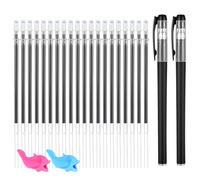 Wanmu Magic Pens & Refills, 2 Disappearing Ink Pen with Pencil Grippers, 20 Invisible Ink Pen Refills for Reusable Grooved Handwriting Practice Books