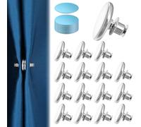 Wanmu Pack of 16 Curtain Magnetic Closures, Double Sided Magnetic Suction Curtains, Keep Curtain Liner Closed on the Wall, Windproof Protective Clips for Home, Bedroom, Bathroom