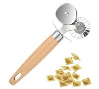 Wanmu Pastry Cutter, Double Blade Wooden Handle Noodle Cutter, Pie Crust Cutter for Cutting Ravioli, Pasta, Christmas Cookies, Pizza