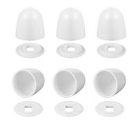 Wanmu Universal Toilet Bolt Caps, 6 Pcs Round Plastic Push-On Toilet Bowl Bolt Caps Covers with Extra Washers for Easy installation 1.44 Inch Height (White)