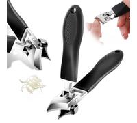 Wanmu Wide Jaw Opening Anti-Splash Slanted Nail Clipper, Household Angled Nail Clippers for Thick Toenails, Curved Fingernail and Toenail Clipper, Ingrown Toenail Clippers for Men Women (Black)