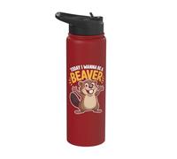 Wanna Be A Beaver Funny Cute River Forest Animal Humor Stainless Steel Insulated Water Bottle