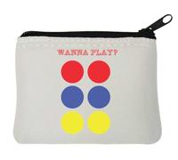 Wanna Play Funny Slogan Neoprene Coin Purse Pouch 10x11cm White