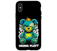 Wanna Play Scary Teddy Bear Street Art Design Case for iPhone X/XS