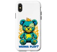 Wanna Play Scary Teddy Bear Street Art Design Case for iPhone X/XS